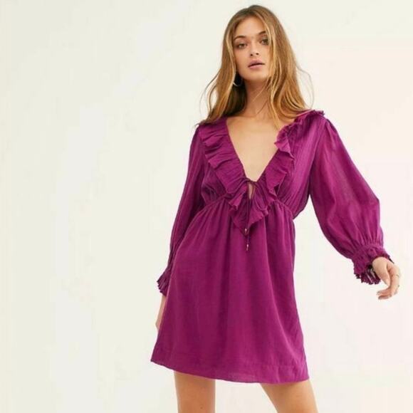 Free People Dresses & Skirts - FREE PEOPLE Morning Light Mini Dress Magenta XS